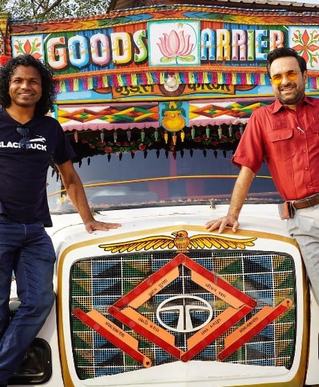 Rajesh Yabaji while promoting Blackbuck with actor Pankaj Tripathi