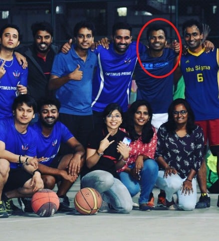 Rajesh Yabaji with his basketball team