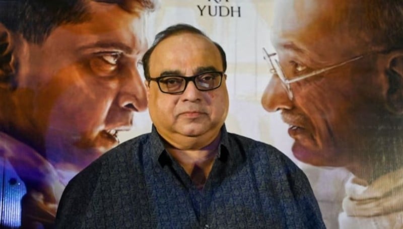 Rajkumar Santoshi during a promotional event of his historical film andhi Godse – Ek Yudh (2013)