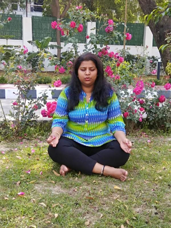Rakhi Birla while practising yoga