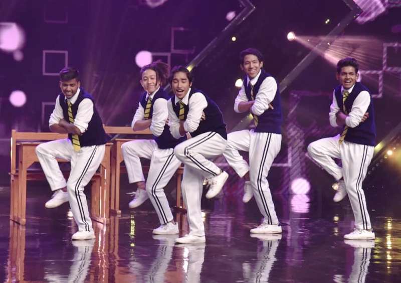 Raktim Thakuria, along with other members of The Ace, performing on the sets of Dance Plus 5