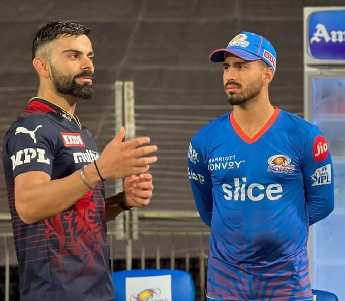 Ramandeep Singh with Virat Kohli (left)