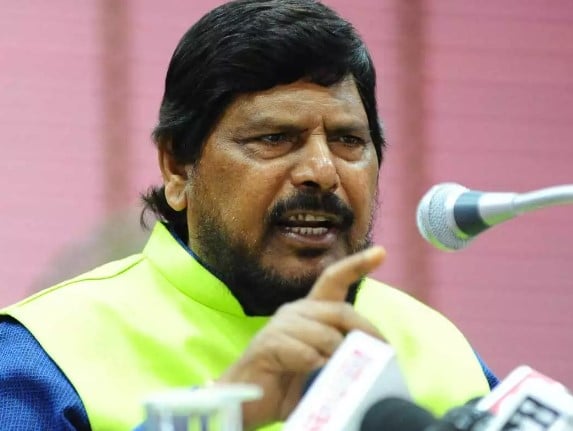 Ramdas Athawale while speaking during a press conference