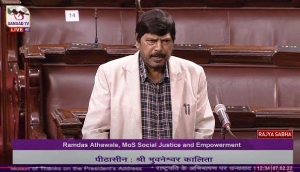 Ramdas Athawale while speaking in Rajya Sabha