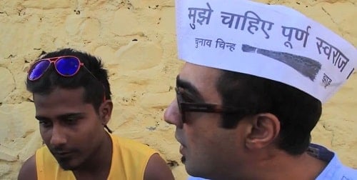 Ranvir Shorey campaigning for AAP