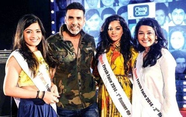 Rashmika Mandanna as the winner of Clean & Clear Fresh Face 2014