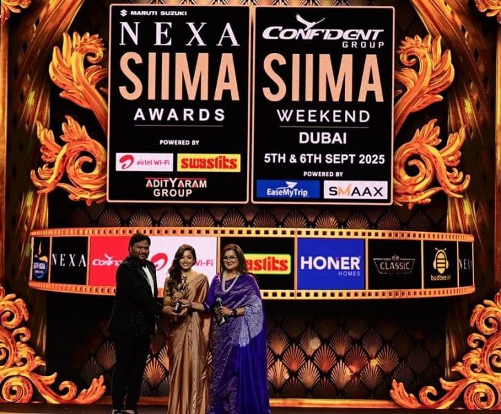 Rashmika Mandanna, while receiving the Best Actress - Telugu award for the film