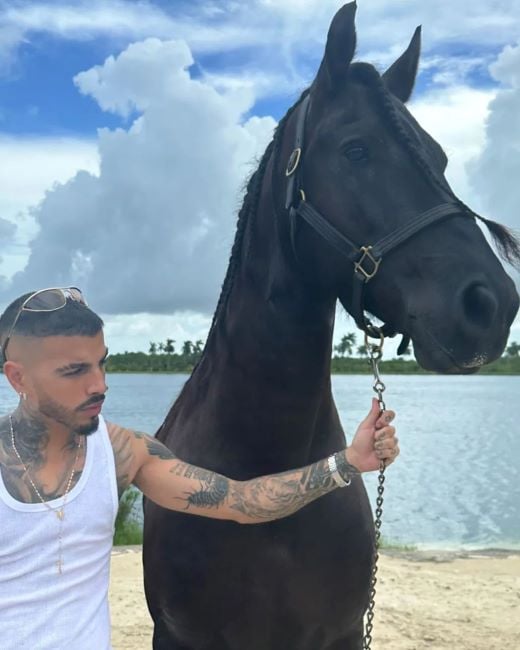 Rauw Alejandro with a horse