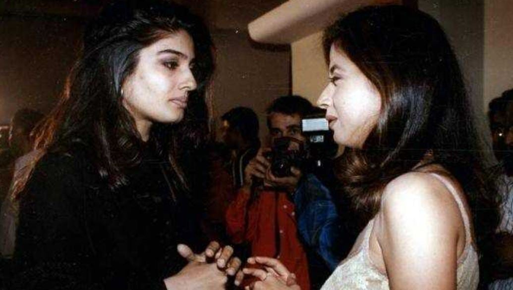 Raveena Tandon and Natasha Sippy at a party