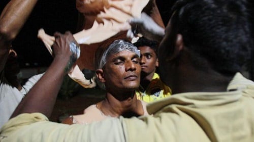 Ravi Katpadi getting ready for the Krishna Janmashtami event