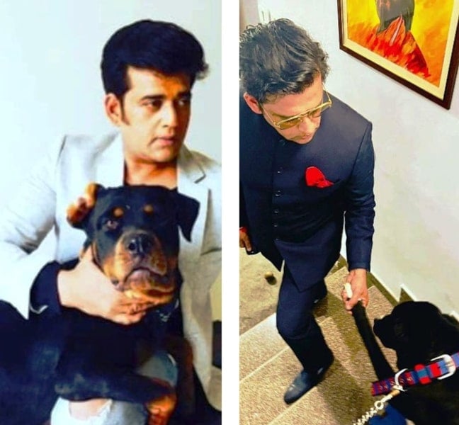 Ravi with his pet Rottweiler (left) and Winter (right)