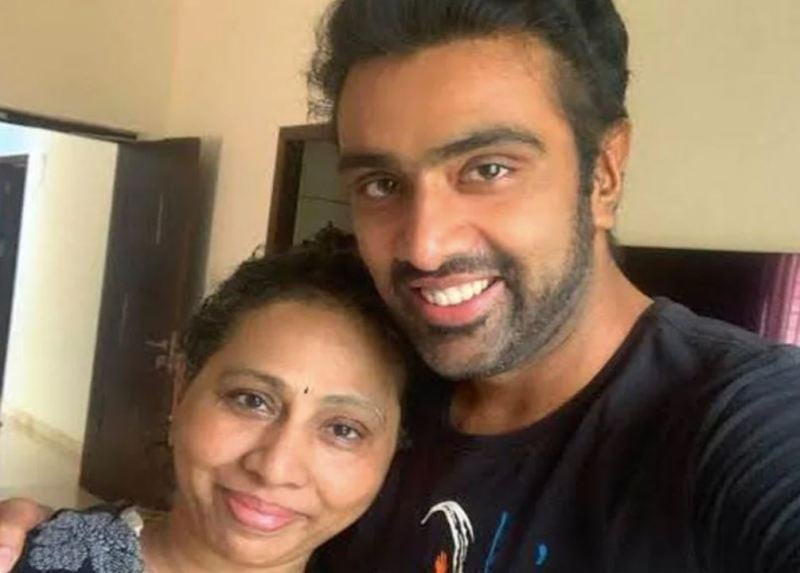 Ravichandran Ashwin with his mother
