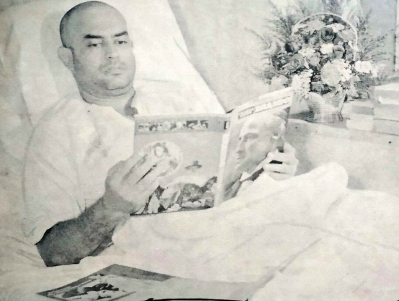 Recovering from his first heart attack in the 70