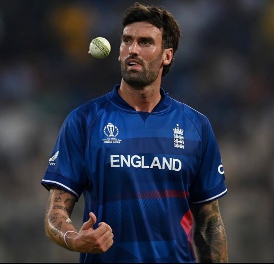 Reece Topley playing in the 2023 ODI World Cup held in India