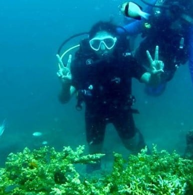 Reeshma Nanaiah while enjoying scuba diving
