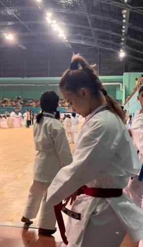 Rengsajir Kilingpi during a karate match