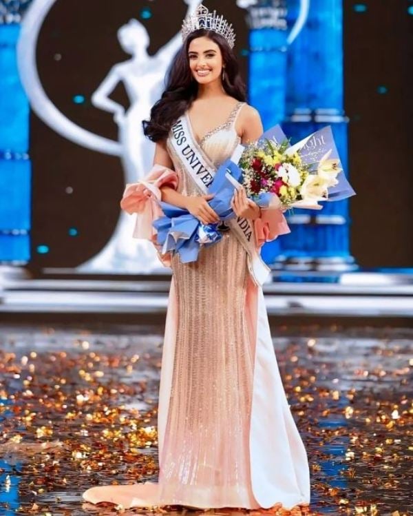 Rhea Singha after being crowned Miss Universe India in 2024