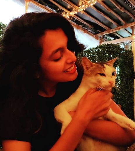 Ria Nalavade with her pet cat
