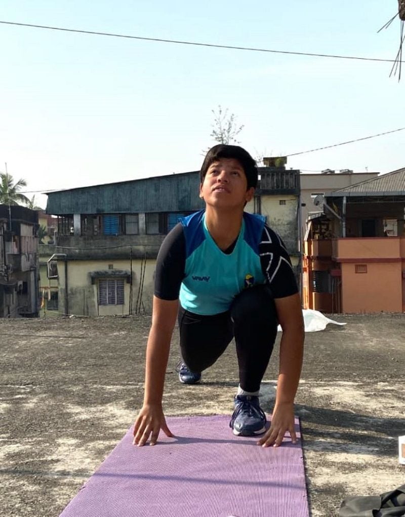Richa Ghosh practicing Yoga