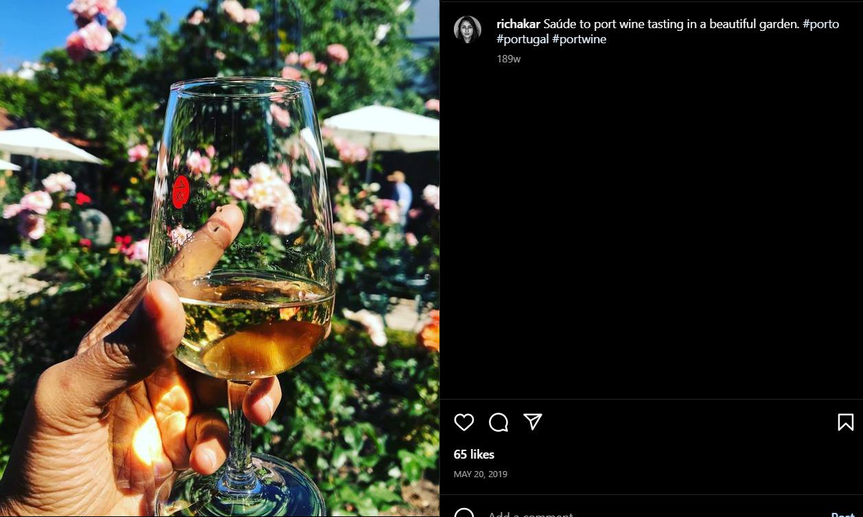 Richa Kar at a wine tasting in Portugal