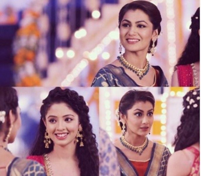 Richa as Neha (right) in a still from the television show Kumkum Bhagya (2018)