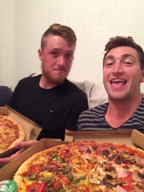 Richard Gleeson enjoying pizza from Dominos