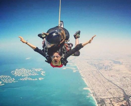 Ridhima Arora doing skydiving