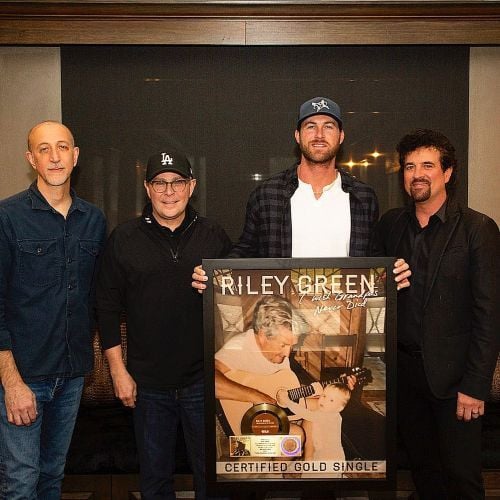 Riley Green with the Gold certification for the song I Wish Grandpas Never Died