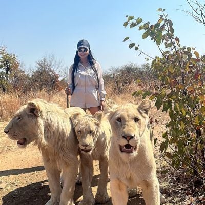 Rinima Borah during a safari in Zambia, Africa