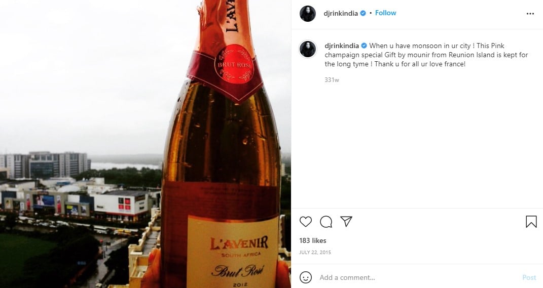 Rink`s instagram post about her drinking habits