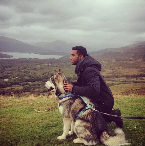 Rishi Nair with his pet dog