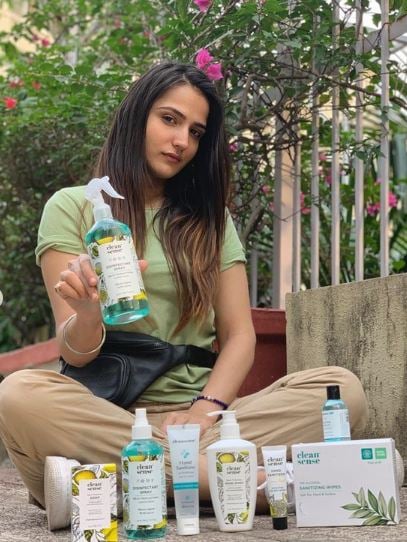 Riya Kishanchandani endorsing Clean Sense beauty products