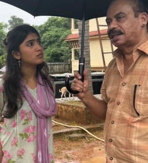 Riya Shibu during the shoot of Sarvam Maya