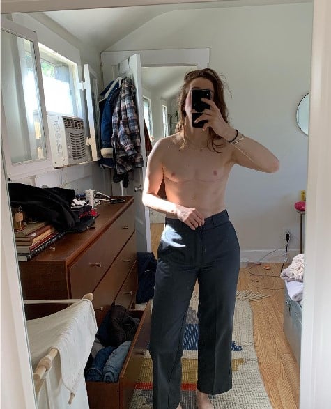 Robby Hoffman posing topless on one of her social media accounts