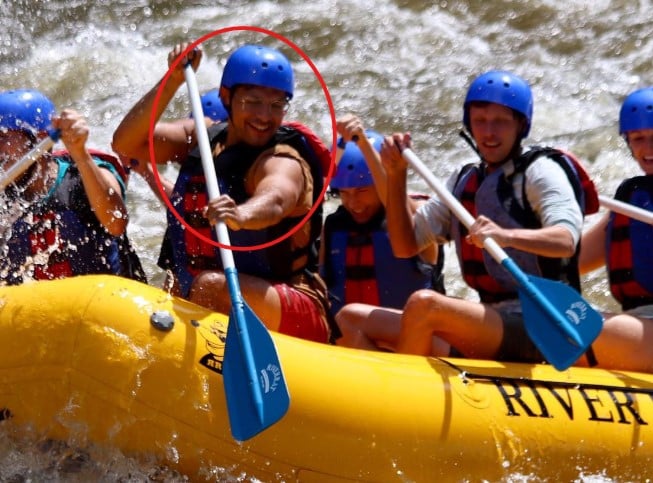 Rodrigo Reyes while enjoying river rafting