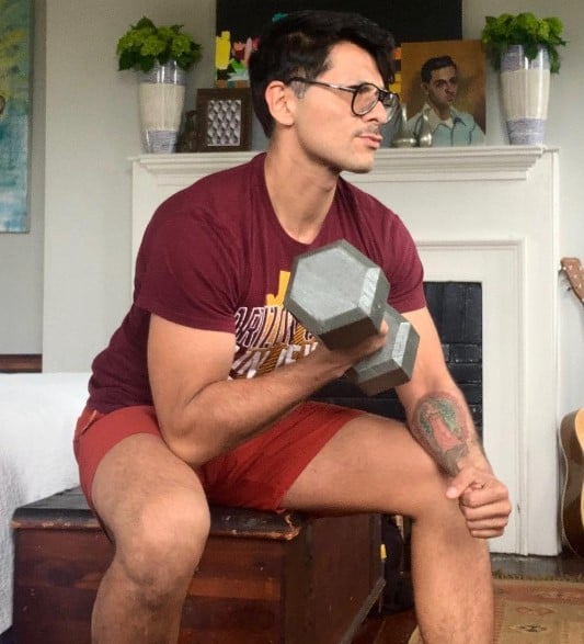 Rodrigo Reyes while working out at his home