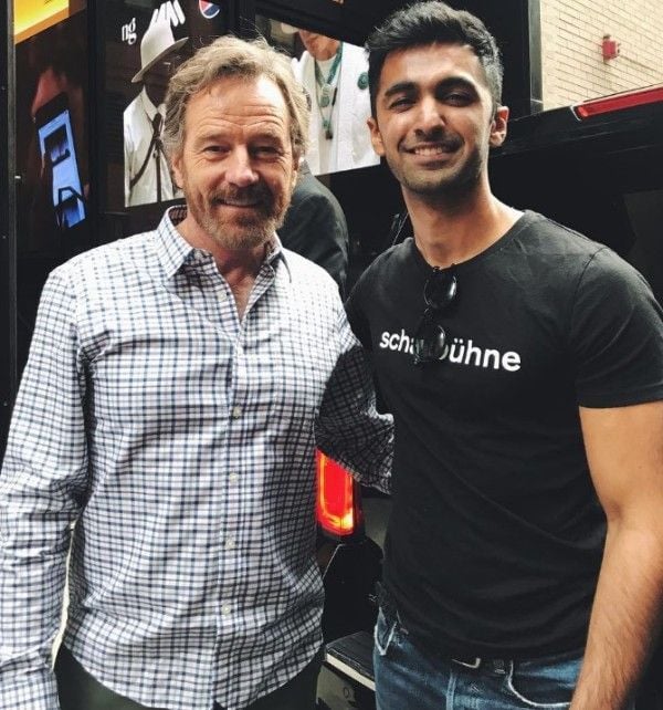 Rohan Gurbaxani with Bryan Cranston (left) when he was auditioning for film roles