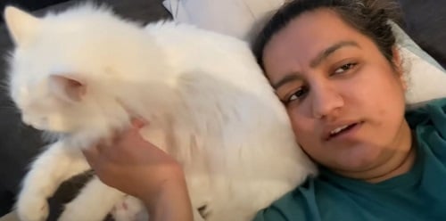 Rohini Dilaik with her pet cat, Coco