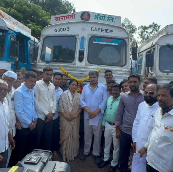 Rohit Rajendra Pawar during the distribution of Baramati Agro Pvt. Ltd