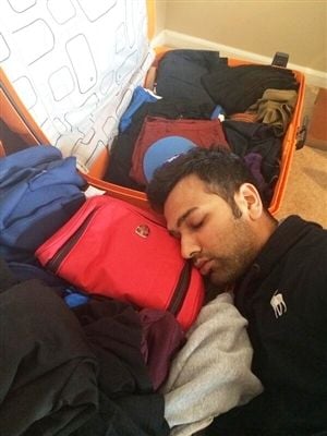 Rohit Sharma sleeping
