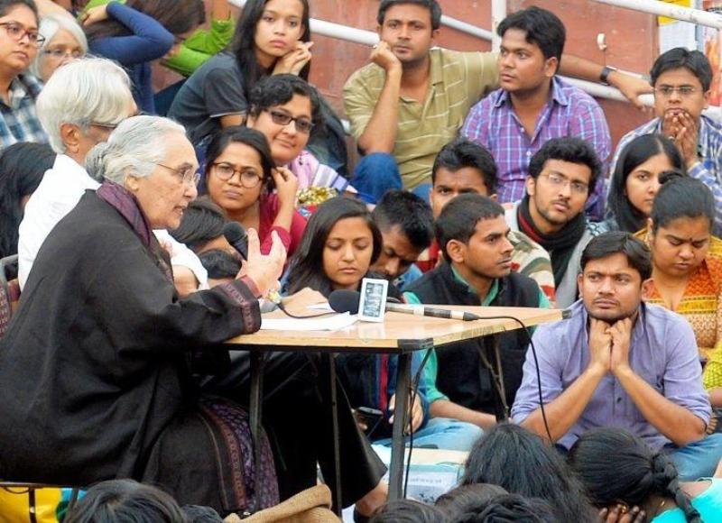Romila Thapar in the JNU Campus