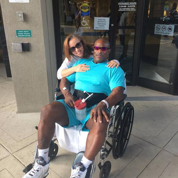 Ronnie Coleman in wheelchair as he is unable to walk without assistance