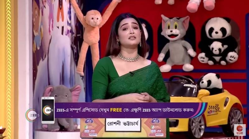 Roshni Bhttacharyya in a still from the Bengali game show ‘Didi No. 1’ on Zee Bangla