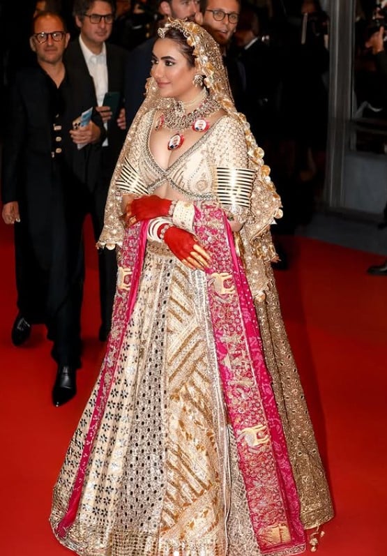 Ruchi Gujjar, while wearing a Rajasthani outfit, posing at Cannes in May 2025