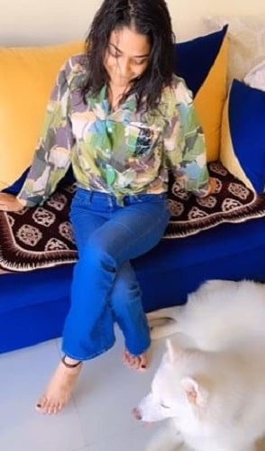 Ruks Khandagale with her pet dog