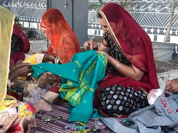 Ruma Devi Doing Embroidery