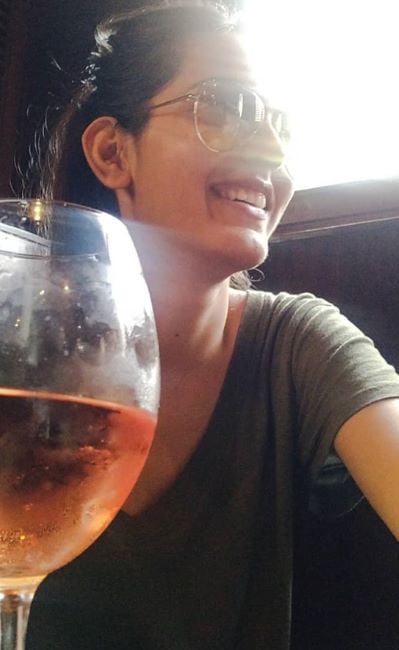 Rushali Yadav drinking wine