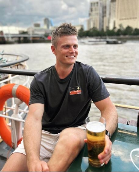 Ryan Rickelton drinking beer