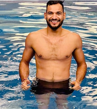 Sachin Tanwar while enjoying swimming