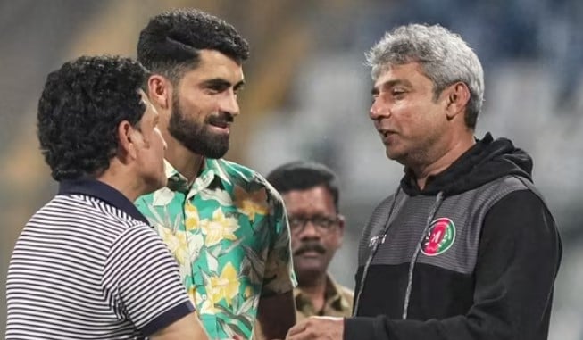 Sachin Tendulkar, Ibrahim Zadran, and Ajay Jadeja (left to right)